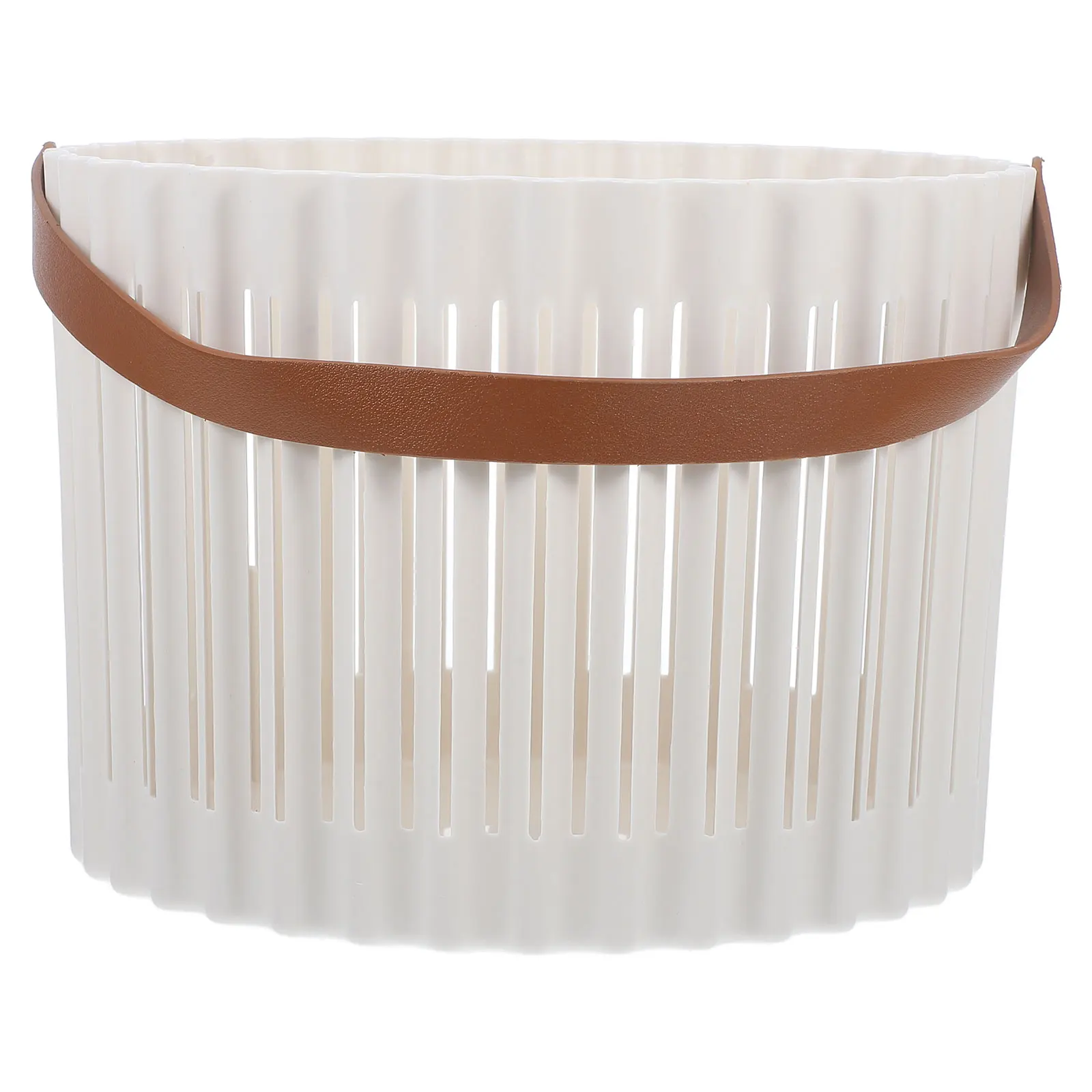 

Collapsible Laundry Baskets White Portable Storage Handle Bathroom Hamper 1045 Small Round PP Material Wash Basket
