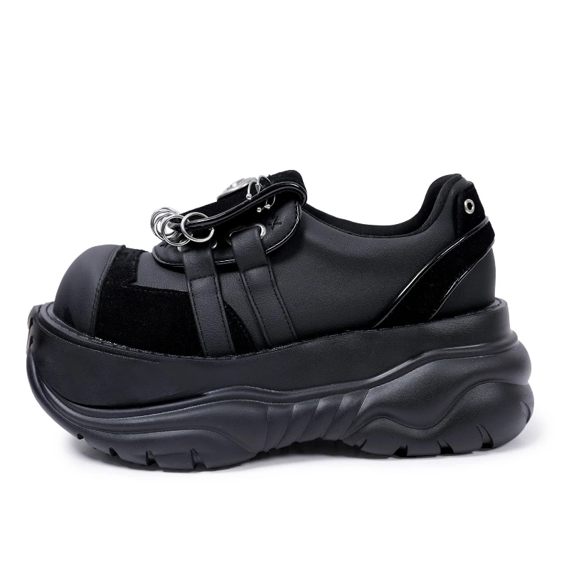Ladies' metal high heels, punk gothic western street shoes, thick soled small leather shoes, spicy girl big toe loafers