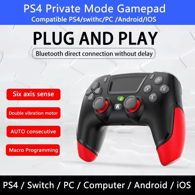 PS4 Wireless Bluetooth Controller Computer Tv Ios Android Switch Macro Back Button Continuous Private Model