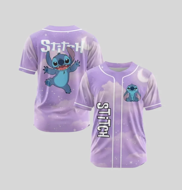 سترة بيسبول وردية محدودة جديدة من Disney Stitch & Angel لعام 2025 للفتيات، تي شيرت رياضي صيفي غير رسمي، تعاون للزوجين CP