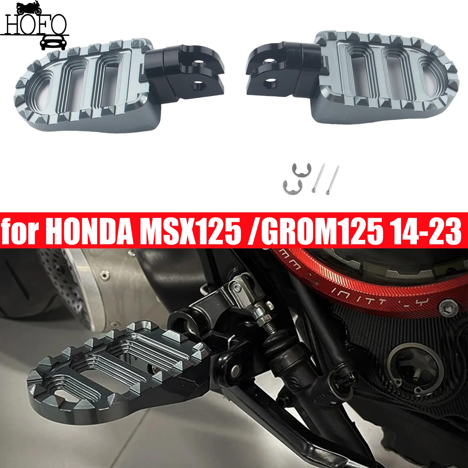 Motorcycle Front Footrests Foot Peg fit for HONDA MSX125 /GROM125 2014-2023 Grey Black