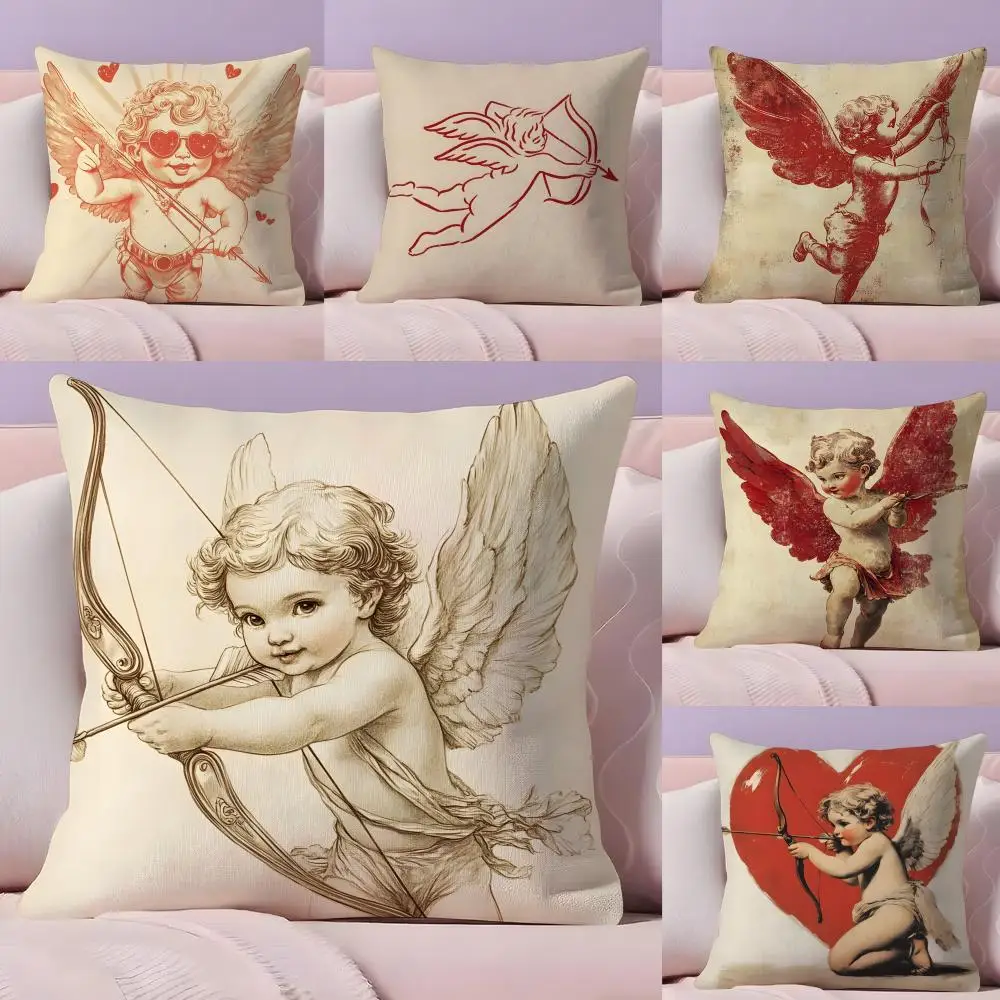 Cute C-Cupid Angle Pillow Case Pillow Case Plush Fabric Soft Double Sided Print Home Sofa High Quality Cushion