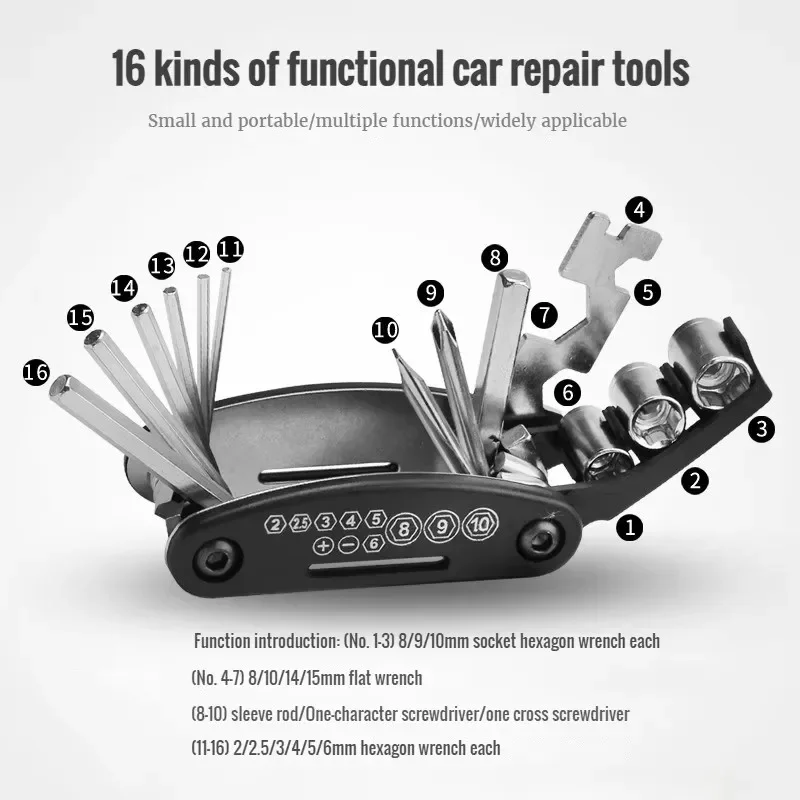 

16 in 1 Multifunctional Hex Wrench Tool Set Portable Screwdriver Repair Kit for Motorcycle BicycleBikeFurniture Home Maintenance