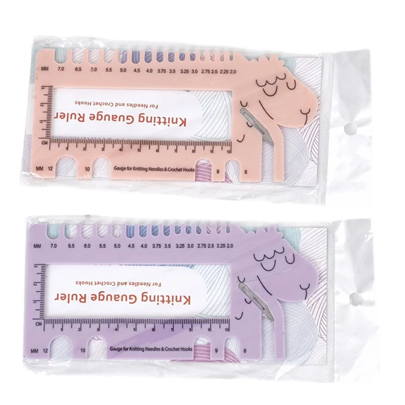 Portable ABS Plastic Horn Knitting Ruler, Special Knit Crochet Measure Gauge for Wool Yarn Clothing Hand Knitting Accessories - view 5