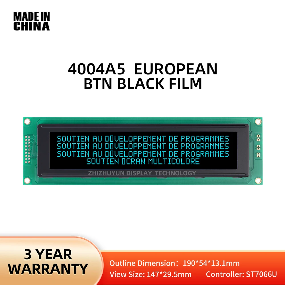 

Factory Direct Sales 4004A5 EUROPEAN Character LCD Module Display Screen BTN Black Film Ice Blue 190 * 54 * 13.1MM