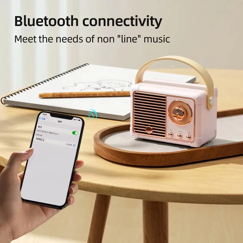 HM11 przenośny głośnik Bluetooth bezprzewodowy subwoofer basowy zewnętrzny do samochodowego głośnika stereo Mini Retro pozytywka dla Ios/android