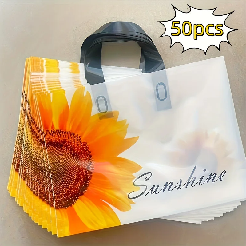 50/20pcs Sunflower Pattern Gift Bag, Party, Birthday, Wedding Gift Bag, Clothing Handbag, Christmas, Halloween, Party Gifts