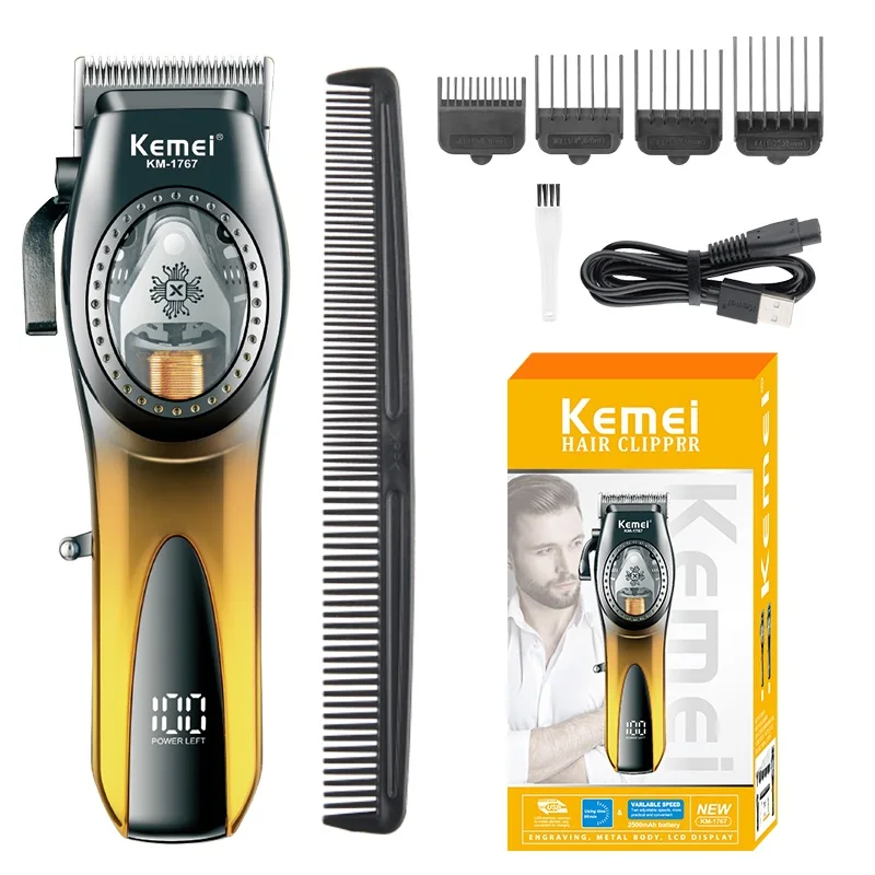 Kemei Trimmer Professional Hair Trimmer DLC Blade Haircut Machine 9000 RPM Magnet Motor Trimmer Electric Clipper for Men KM-1767