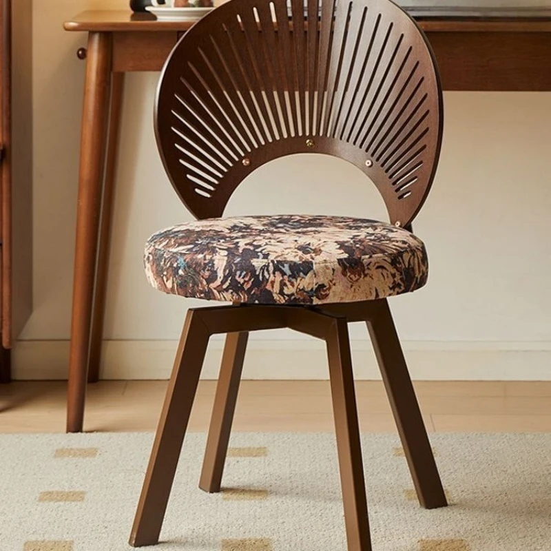Chair Solid wood home bedroom dressing and makeup chair 360 degree rotating living room chair
