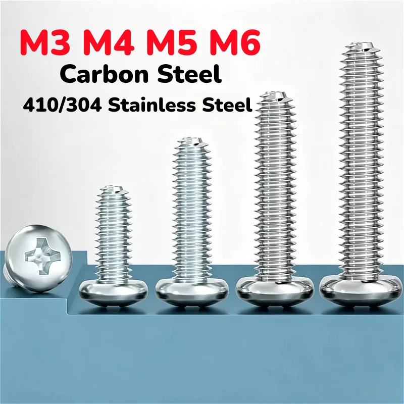 M3 M4 M5 M6 410/304 Stainless Steel Blue Zinc Phillips Pan Head Triangular Thread Screw Forming Screws Lock Self-locking Screws