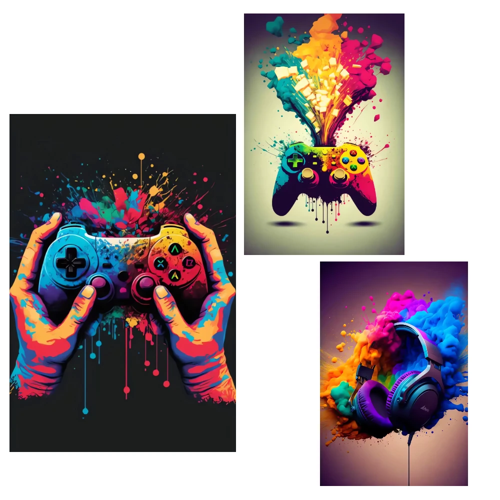 Colorful Gaming Controller Digital Oil Painting By Numbers on Canvas Home Decor for Living Room Bedroom Handmade Gift