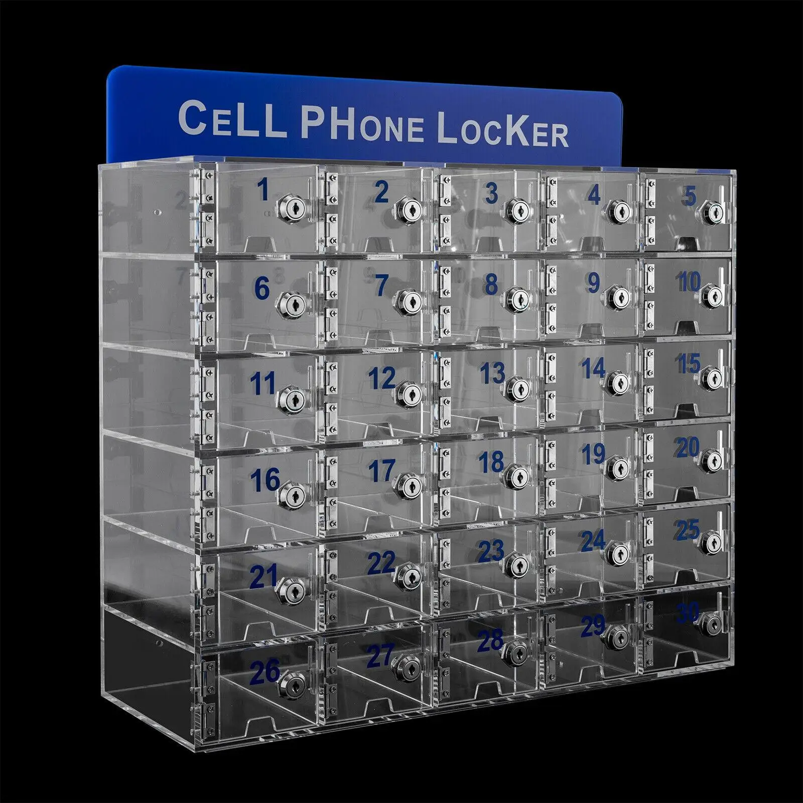 

30 Slots Cell Phone Locker with Charging Slot, Acrylic Phones Storage Cabinet with Door Locks Keys for Office Classroom