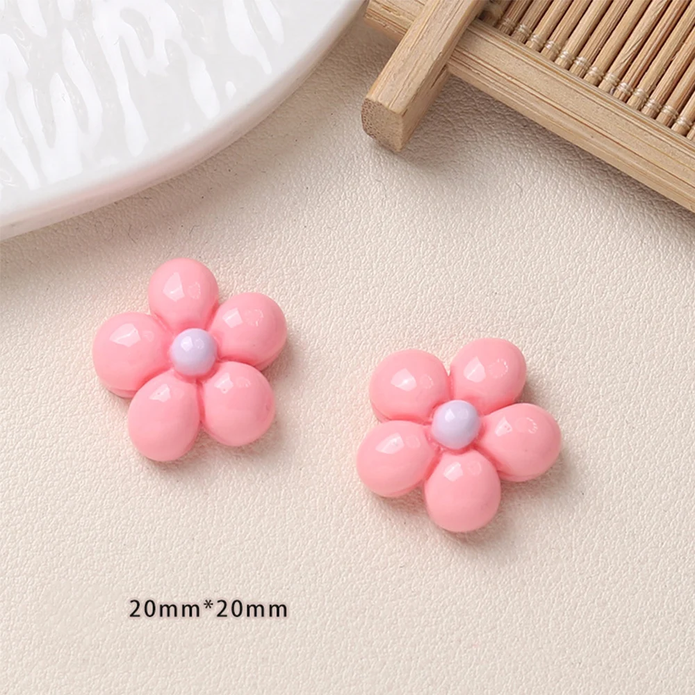 10PCS 20x20mm Shiny Flower Series Miniature Flat Back Resin Cabochons For Hairpin Scrapbooking DIY Home Decor Craft Accessories
