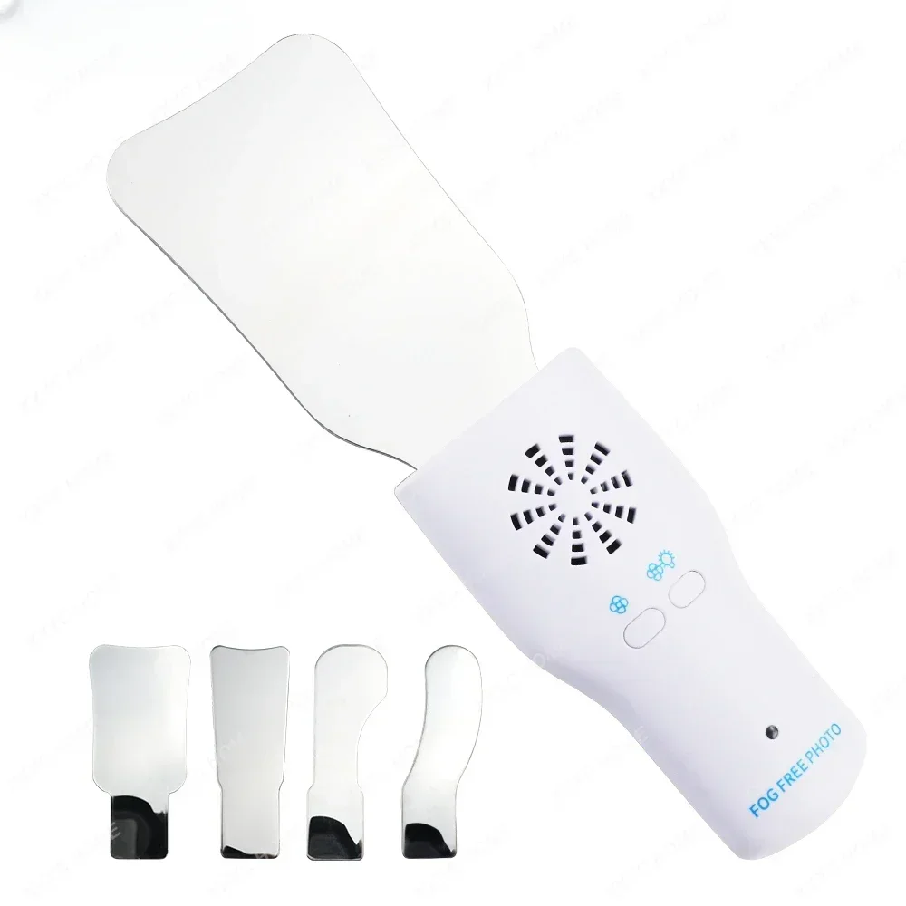 Dental orthodontic reflective plate mouth photo with lamp anti-fog stainless steel double-sided mirror set oral hook endoscope