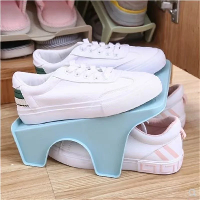 1Pcs Household Storage Shoes Shelf Save Space Shoe Rack Double Support Plastic Integrated Simple Shoecase Dormitory Shoe Cabinet