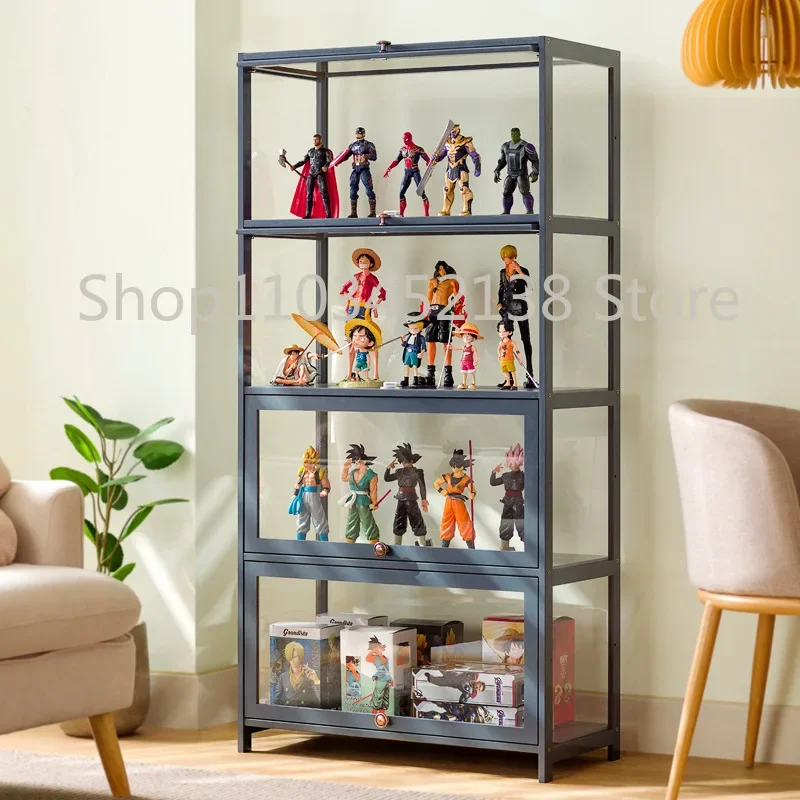 Hand-Made Display Cabinet Glass Transparent and Dustproof Showcase Toy Acrylic Storage Box Bookcase Shelf