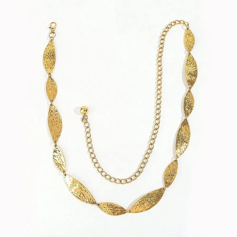 Mode Goldene Weibliche Taille Kette Gürtel Western cowgirl blatt punk Metall Gürtel Für Frauen Luxus Silber Bund für sommer strand