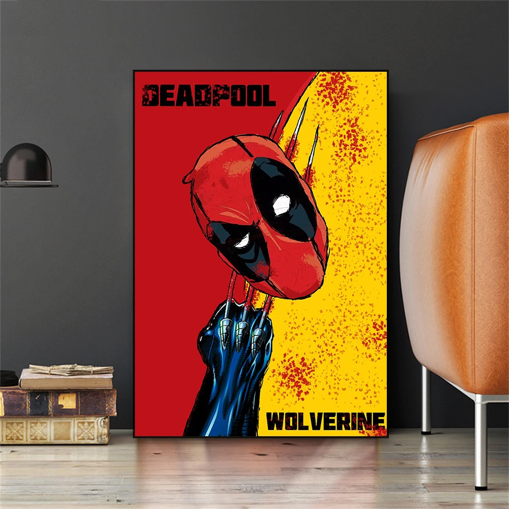 

2024 Deadpool and Wolverine Poster Disney Motivatioanl Prints Graffiti Art Film Minimalist Canvas Painting Funny Home Decor