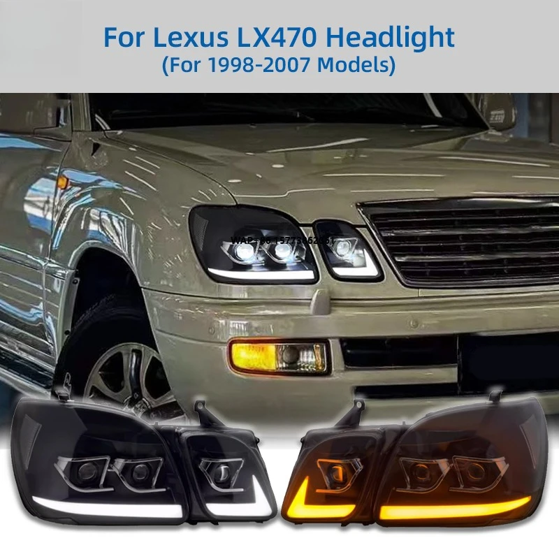 

2 Pieces for LX470 Headlights 1998 2007 Auto Light System LX470 Upgrade LED Headlight Projector Head Lamp Lights Projector