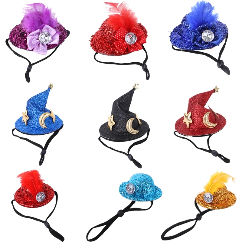 Cute Mini Pet Hat Cap Headdress Halloween Witch Hat Accessories for Small Animals Bunny Chinchilla Hamster Cosplay Clothing