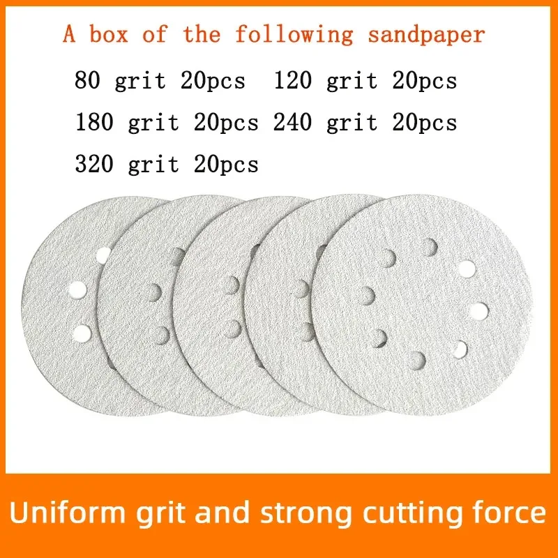 20 قطعة 5 بوصة 125 مللي متر 8 ثقوب 80 إلى 320 فريك هوك وحلقة البوليستر فيلم الصنفرة الرملي القرص جلخ أدوات تلميع