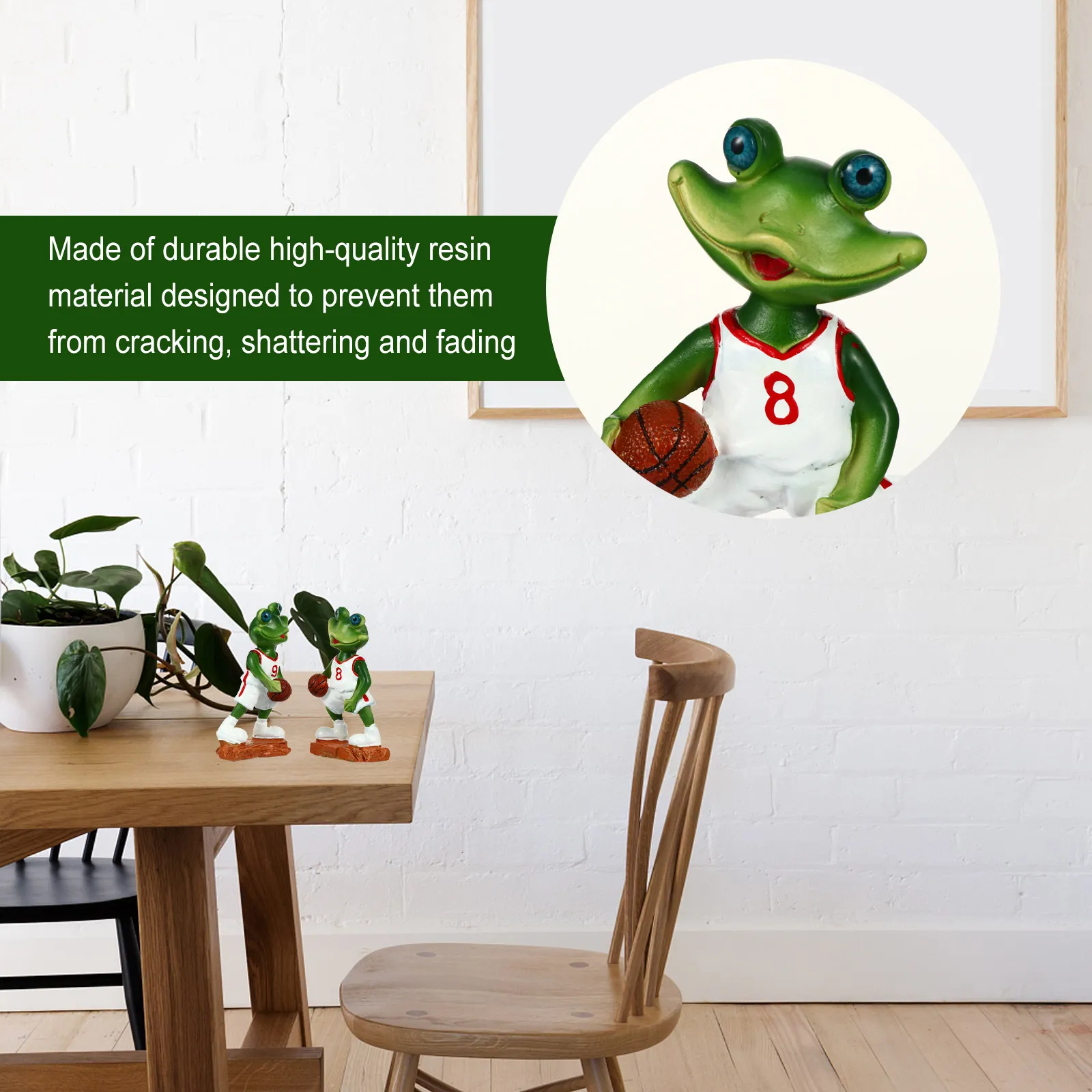 

2Pcs Basketball Frogs Resin Craft Decorations Elegant Tabletop Accent for Indoor Home Office Patio Desktop Microscape Terrarium