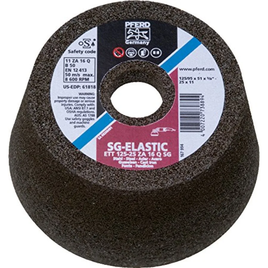 

61819 Flared Type 11 Cup Wheel Zirconia Alumina Z 6 x 4-3/4 Diameter 5/8-11 Thread Size 6300 RPM Pack of 2