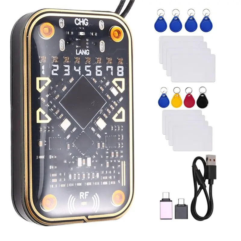 [NEW A09R!】 Chameleon V2.0 RFID Smart Chip Reader Emulator+16PCS UID/CUID Keychain Card 125Khz 13.56Mhz Card Decode NFC Duplicat