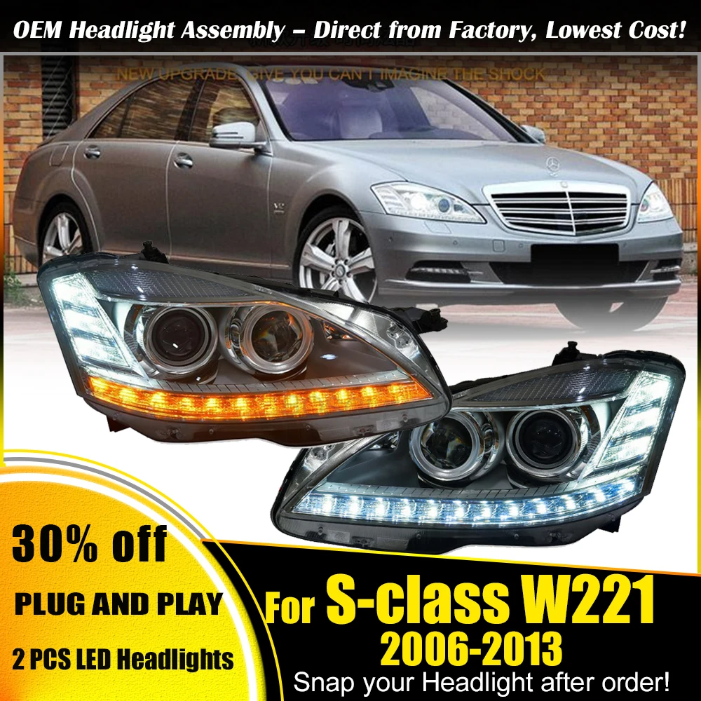 

LED Day Running Lamp for Mercedes-Benz S-class W221 06-13 S300 S350 Headlight Assembly Retrofitting Turn Signal Car Accessories