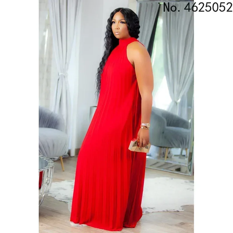 Африканские платья для женщин, осеннее африканское женское платье без рукавов, красное, белое длинное платье, платье макси, африканская одежда, женская XL-5XL