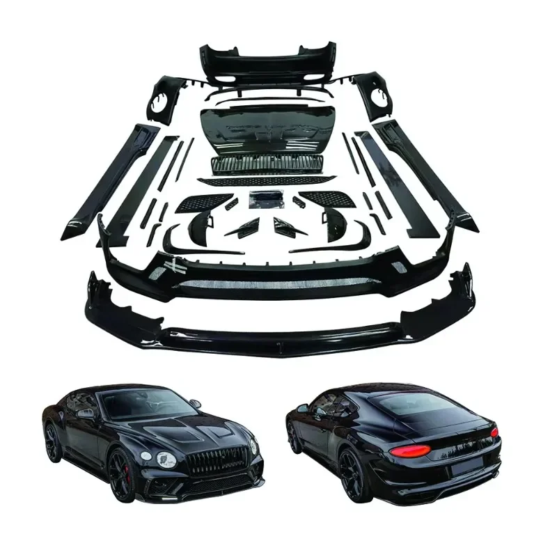 For Continental GT MSY  Style Carbon Body Kit New Front Bumper Lip Side Skirt Rear Diffuser Spoiler Hood Conversion Kit
