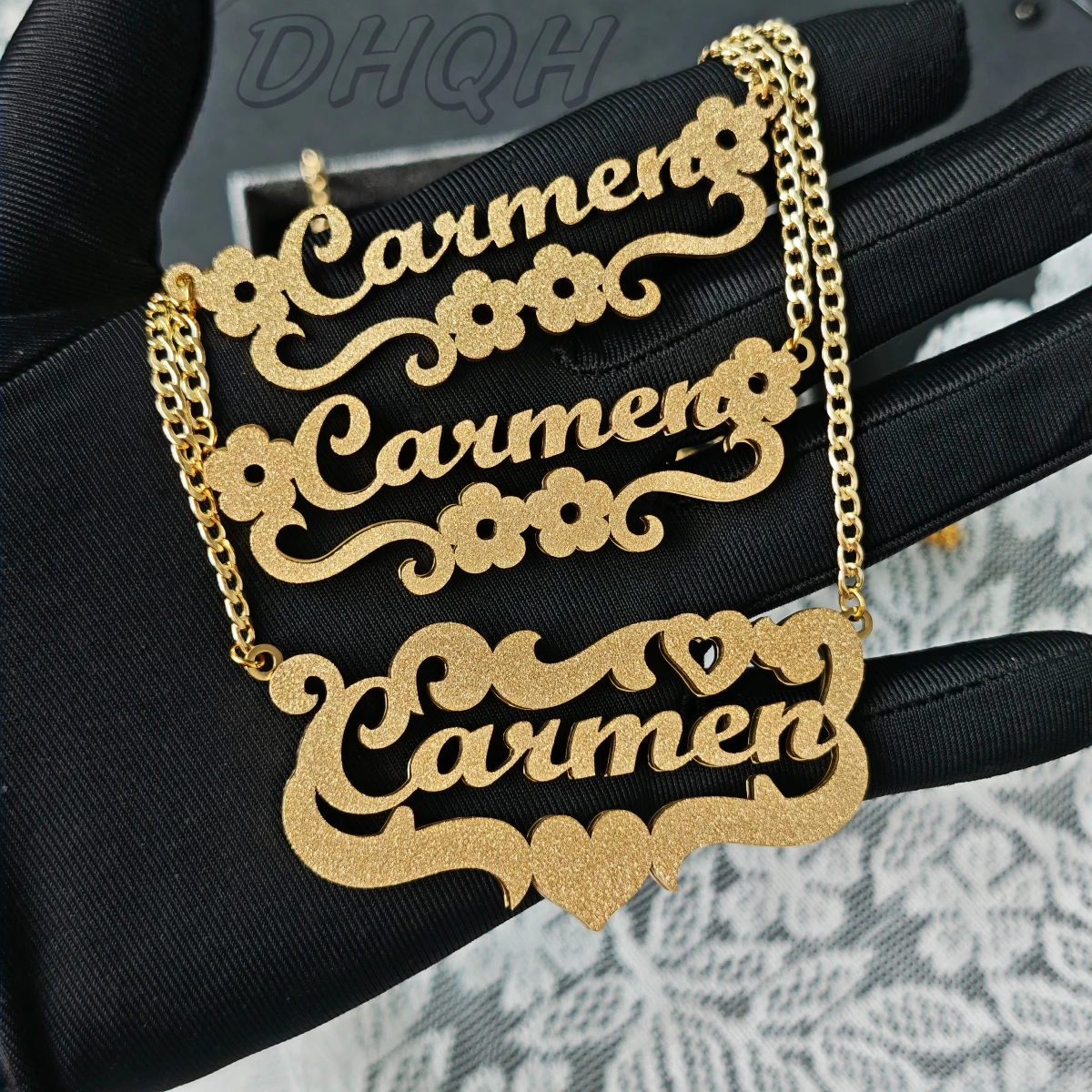 Customized Name Necklace Stainless Steel Matte Plated 18k Gold Women's Customized Jewelry Birthday Gift