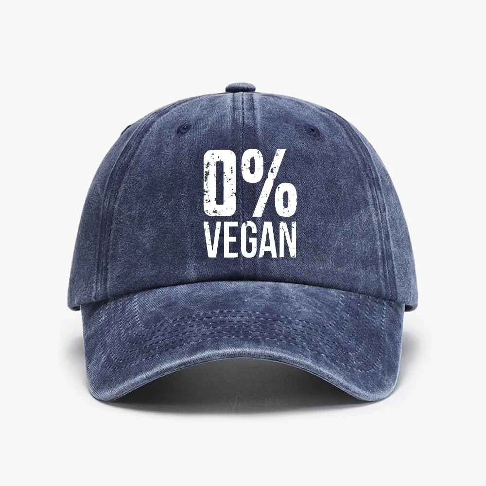 Zero Percent Vegan Funny BBQ Carnivore Meat Eater hat Washed soft top Distressed Denim baseball cap fashion  Adjustable sun hats