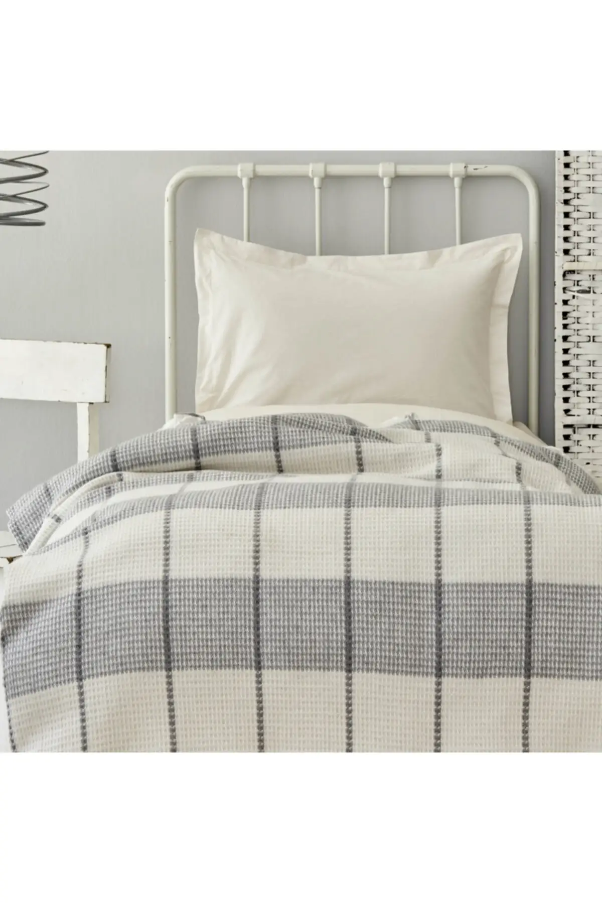 Coperta Waffle monoposto grigia