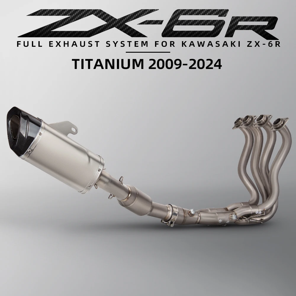 

Motorcycle Exhaust Modify Full System Titanium Manifold AKRA Muffler with DB Killer Escape Kit For Kawasaki ZX6R ZX-6R 2009-2025