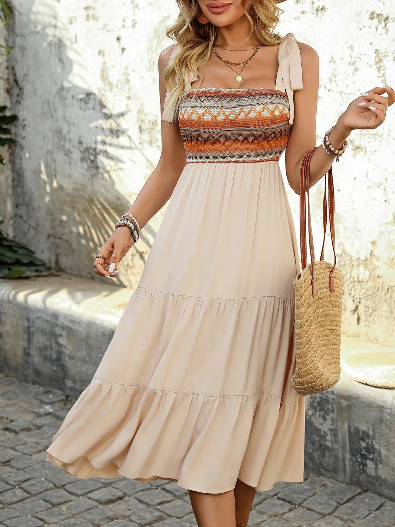 

New Summer Camisole Patchwork Ethnic Style Dress