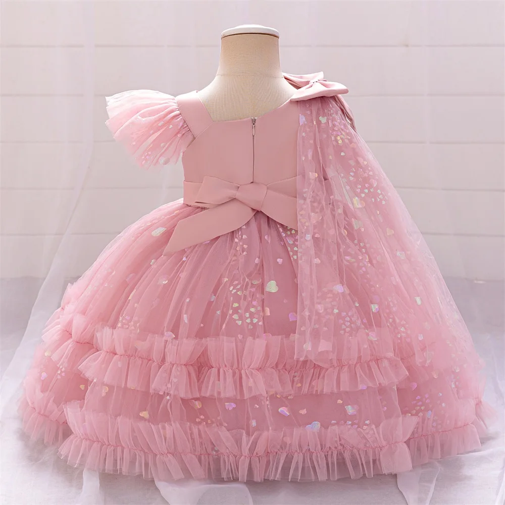 Toddler Baby 1st Birthday Party Dresses For Girls Costume Infant Baby Bow Tutu Ball Gown Kids Girl Sequin Wedding Princess Dress