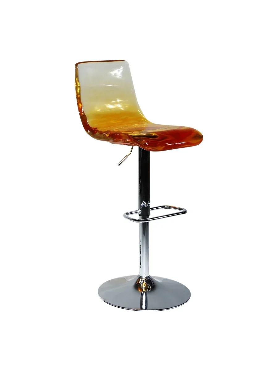 Modern adjustable bar chair, transparent crystal resin rotating high stool