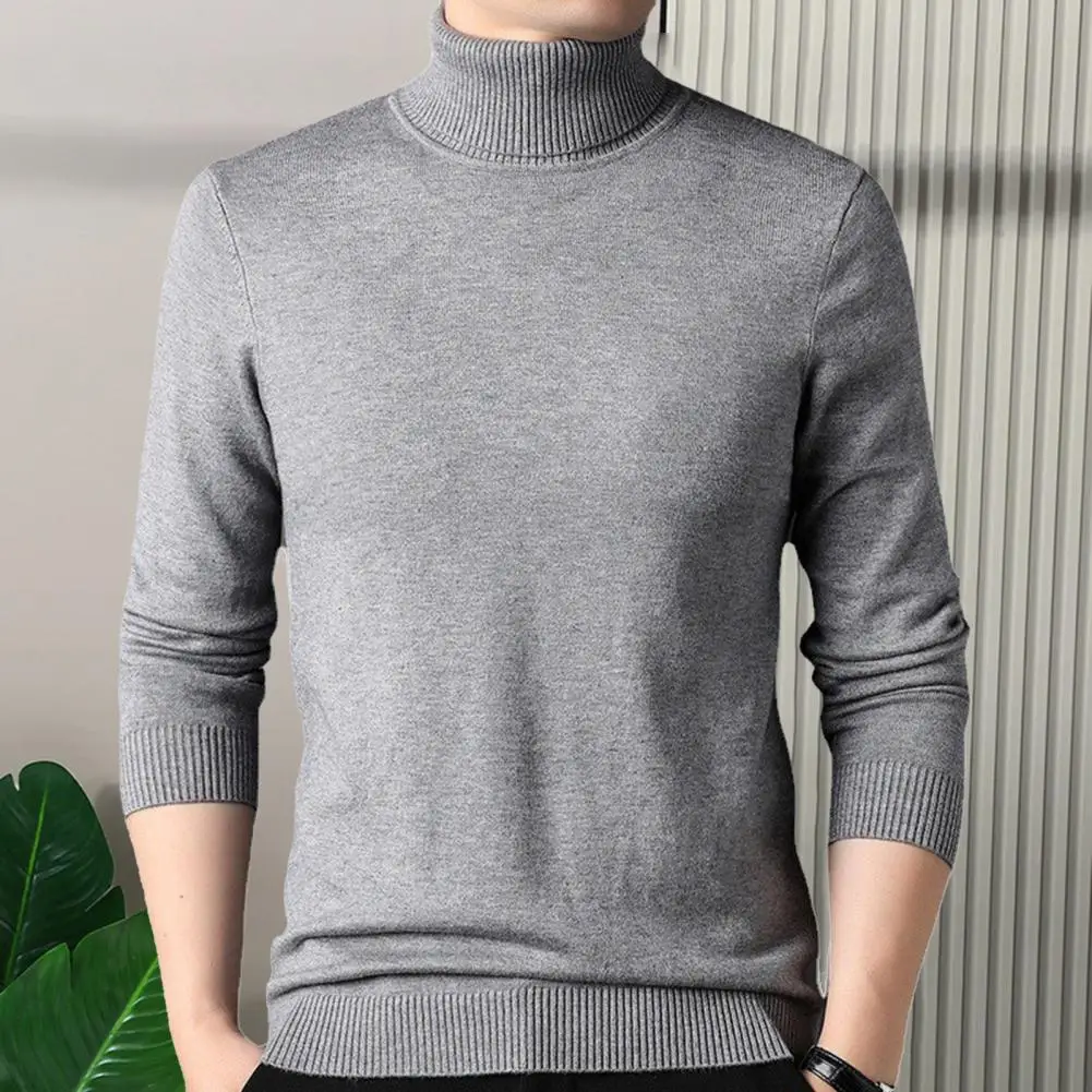 Autumn Men Pullover Men\'s High Collar Knit Sweater Warm Stylish Winter Wear for Business Daily Outfits Men Turtleneck Sweater