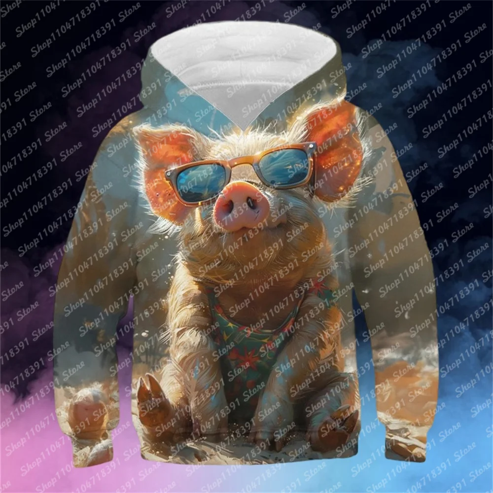 

MINISO Children's Clothing Boys Hoodies Cute Pig 3D Printed Casual Child Sweatshirt Girls Teen Autumn Winter Kids Tops Pullover