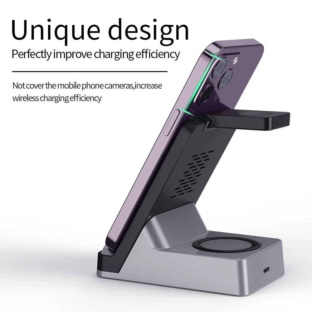 New Portable Desktop Mobile Phone Wireless Charger Station 3 In1 Wireless Charger for Smart Watch