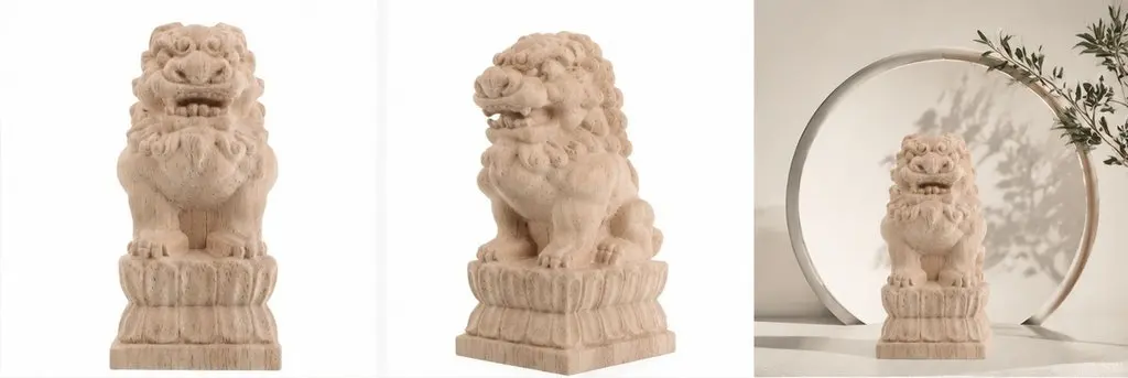 Solid Wood Lion Sculptures Garden Bridge Column Caps Decorative Arch Bridge Pillar Tops Outdoor Landscaping Garden Bridges