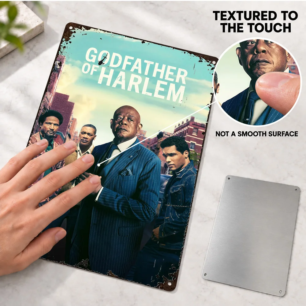 Godfather Of Harlem Printed Poster Customized Aluminum Metal Sign City Street Cast Lineup Illustration Wall Art For Media Room