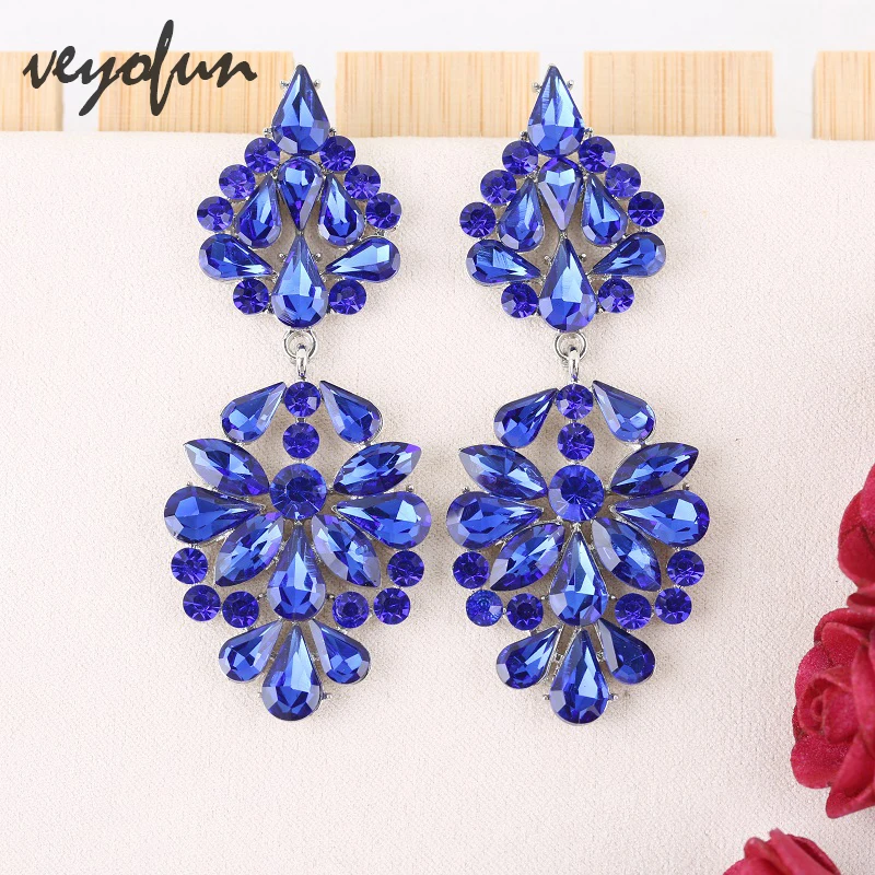 Veyofun Luxury Lady Crystal Drop Earrings Geometric Party Dangle Earrings Fashion Jewelry for Women New Wholesale