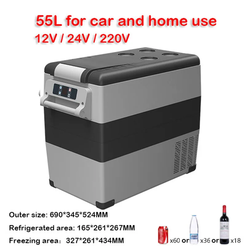 35L 45L 55L Car Refrigerator Mini Fridge Freezer Portable Compressor Cooler 12/24V DC 110-240V Ice Box for Camping