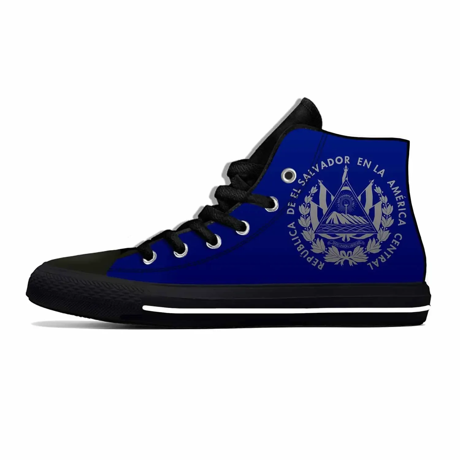 

El Salvador Salvadoran Flag Patriotic Pride Funny Casual Cloth Shoes High Top Lightweight Breathable 3D Print Men Women Sneakers