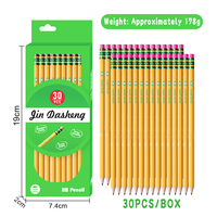 Wooden HB  Yellow Pole Pencil Box, Children's and Adults' Hexagonal Pole Sketching Pencils, Learning Drawing Stationery Supplies