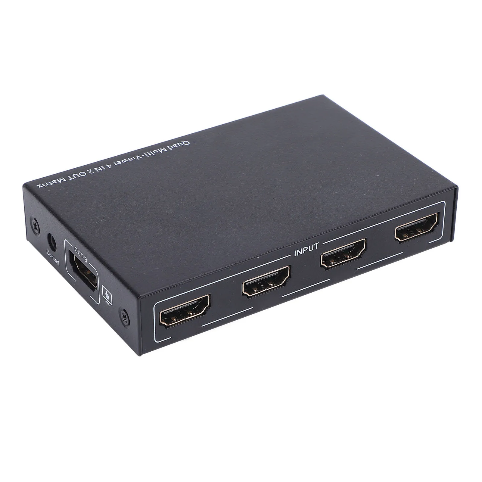 HD Multi Switcher Multiviewer  6 Display Modes 4 in 2 Out Plug and Play 4K Seamless Iron with Remote Control for Laptop