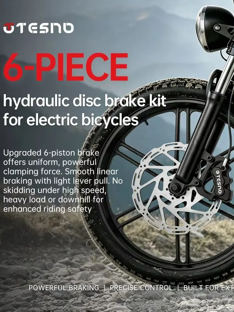 AliExpress TESNO E-Bike Hydraulic Disc Brake Set 6 Piston Front Rear Electric Bicycle Brake Kit with Power Cut-Off Sensor 203mm Rotor