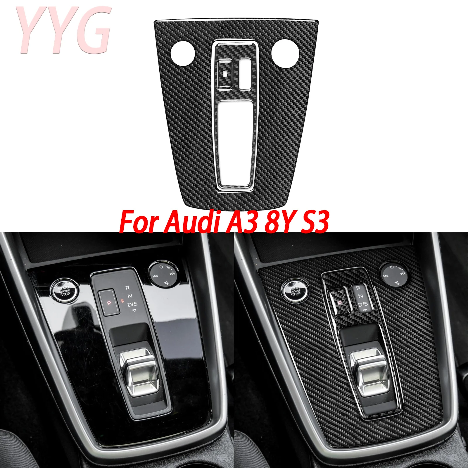 

For Audi A3 8Y S3 2021—2025 Carbon Fiber Central Console Gear Shift Button Panel Cover Car Interior Accessories Sticker